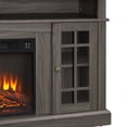 thumbnail image 5 of Classic 58" Rustic TV Stand with 23" Electric Fireplace Insert, Media Entertainment Center Console Table for TV up to 65" with Open and Closed Storage Shelves and Cabinets (Black+Dark Walnut), 5 of 8