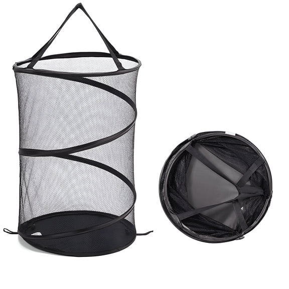ACDANC Mesh Pop-up Laundry Basket 115L Foldable Laundry Basket Extra Large Capacity Foldable Clothes Storage Basket with Handle 26H x 18W x 18L (Black)