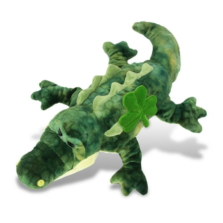 DolliBu Super Soft Gator Stuffed Animal with Green Plush Shamrock Cute Green Shamrock Plush Fun St Patricks Day Stuffed Animal Alligator Good Luck St Patricks Day Toys for Kids Baby - 18 Inches