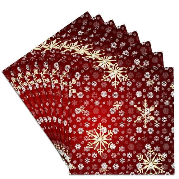 3drose, Red and White Christmas Snowflakes - Winter Art, Set of 8 Ceramic Tile Coasters