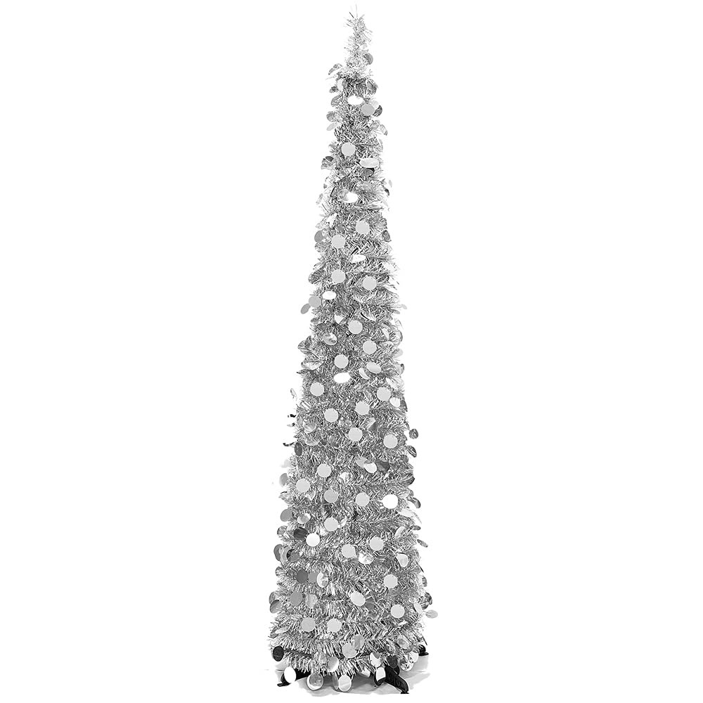 5FT White Pop Up Christmas Tree with Stand Collapsible Artificial Xmas