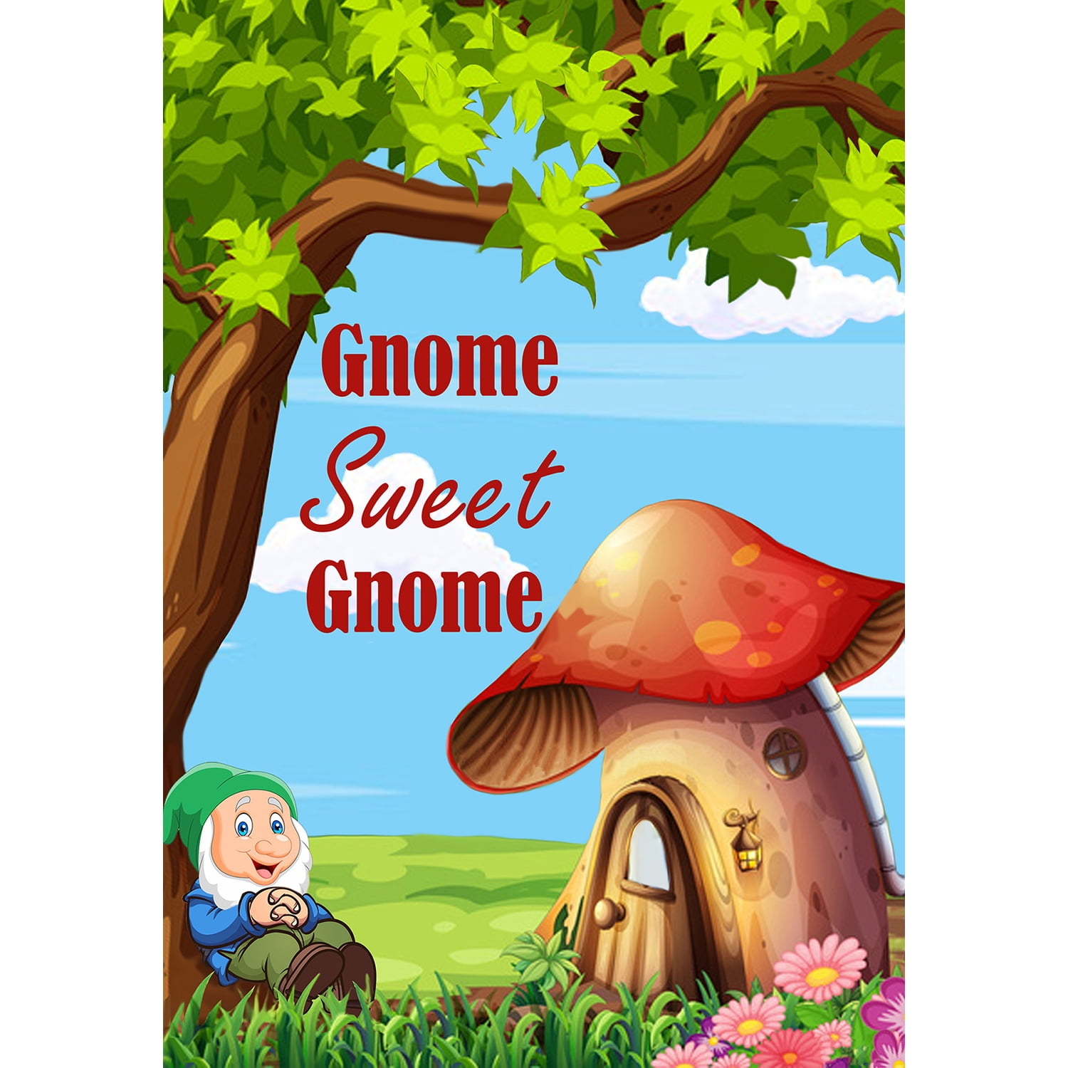 America Forever Gnome Sweet Gnome House Flag - Gnome Mushroom Home - Spring Summer Seasonal Yard Outdoor Decorative Double Sided Flag - 28 x 40 Inch
