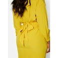 thumbnail image 4 of Rebdolls Women's Plus Button Front Tie Waist Cinched Bodycon Dress - Mustard, 1X, 4 of 5