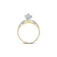 thumbnail image 4 of Solid 10k Two Tone White and Yellow Gold Round Diamond Oval Cluster Love Heart Engagement Wedding Anniversary Ring Band 1/8 Ct. - Size 8, 4 of 5
