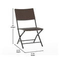 thumbnail image 5 of BizChair Three Piece Commercial Grade Foldable Bistro Set, Indoor/Outdoor PE Rattan Back, Seat and Table Top, Brown with Black Steel Frames, 5 of 14