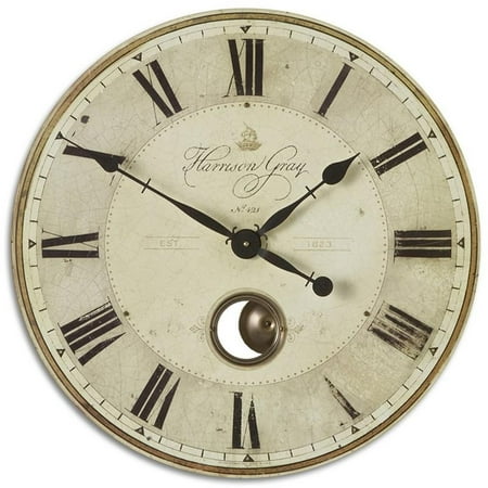 Bowery Hill 23 Round MDF Brass Aluminum Wall Clock in Black and Ivory