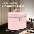 thumbnail image 3 of Cosmetic Case Leather Makeup Bag Portable Handheld Makeup Case Detachable Compartments, 3 of 5