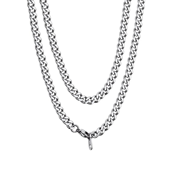 Bandmax 5mm Classic Curb Chain for Men Women 22'' Stainless Steel Cuban Link Chain Necklace Jewelry Gift for Son Grandson Husband Boyfriend