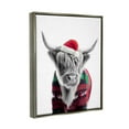 thumbnail image 4 of Stupell Industries Cow in Christmas Sweater Holiday Painting Gray Floater Framed Canvas Art Print Wall Art, 17 x 21, 4 of 10