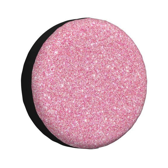 Fuzoiu Glitter Pink Print Universal Spare Tire Cover with Buckle Strap, Waterproof Wheel Covers for Jeep, Trailer, RV, Truck and All Car-14 inch