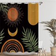 thumbnail image 3 of Black Mid Century Abstract Shower Curtain, Yellow Boho Aesthetic Shower Curtains Waterproof Fabric for Bathroom Decor Green Nature Leaf Sun Vintage Shower Curtain Set with 12 Hooks 72"X72", 3 of 4