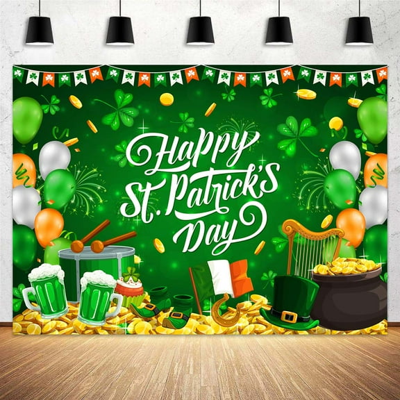 5X3ft St Patricks Day Backdrop, Spring Shamrock Irish Luck Day Backdrops for Photography, Happy St Patricks Day Party Decorations Photo Booth Props