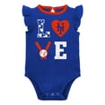 thumbnail image 2 of Newborn & Infant Royal/Orange New York Mets Three-Piece Love of Baseball Bib Bodysuit & Booties Set, 2 of 5
