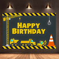 thumbnail image 6 of Construction Themed Happy Birthday Banner Background Party Decors Photography Props Birthday Party Backdrop Decorations, 6 of 8