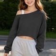 thumbnail image 6 of Mifsaly Girls Cropped Sweatshirts off the Shoulder Long Sleeve Pullover Tops Fall Winter Casual Loose Fit Active Loungewear, 6 of 9
