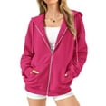 thumbnail image 4 of Sopiago Zip Up Hoodie Women Long Sleeve Sweatshirts Fall Outfits 2024 Oversized Hoodies Casual Fashion Jackets Hot Pink,L, 4 of 7