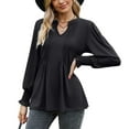 thumbnail image 5 of MOMOFEEL Long Sleeve Tunic Top for Woman Dressy Casual Blouses Loose Fit Pleated V Neck Shirts For Spring or Summer (M9013 Black XXL), 5 of 5
