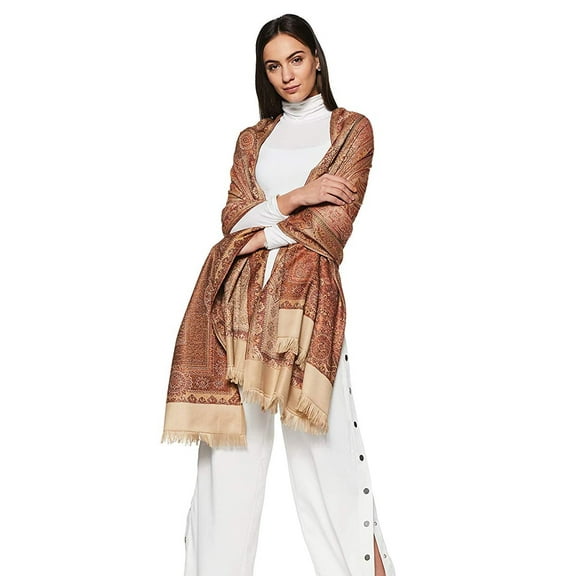 Weavers Villa Women's Pashmina Wool Blend Indian Handicraft Woven Shawls, Scarf, Wraps [Large Size: 40" X 80"]