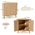 thumbnail image 2 of Fluted Corner Cabinet with Power, Small Corner Accent Cabinet with Storage, Adjustable Shelve, Space Saving Sideboard, Multifunctional Organizer for Living Room, Kitchen, Bathroom (Natural), 2 of 7