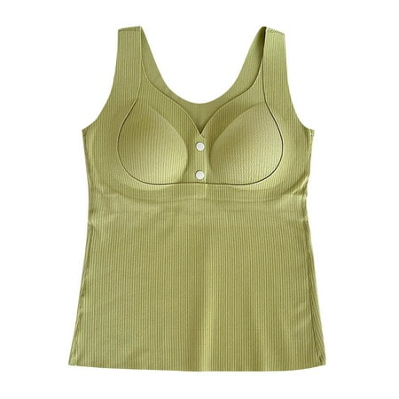 HaiMao Womens Nursing Tank Tops Clearance Built in Bra for Breastfeeding Maternity V-Neck Button Up Camisole Brasieres Green XXL