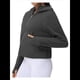 thumbnail image 3 of Sudadera con Capucha para Mujer, de Larga, Corta, con Media Cremallera y Bolsillos con Orificio para el Pulgar. Color Grafito M, 3 of 10