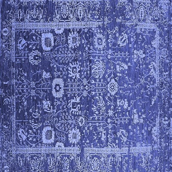 Ahgly Company Machine Washable Indoor Square Oriental Blue Industrial Area Rugs, 5' Square