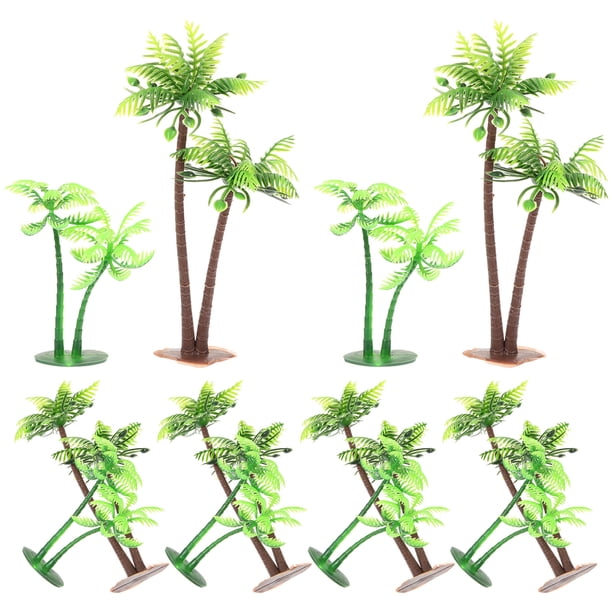 KAKOWELY 12 piezas de modelo de árbol de coco, diseño de paisaje de árbol de coco, maqueta de tren a escala ferroviaria, árbol de coco