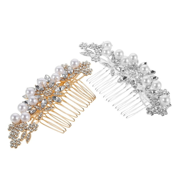 LOLIPPYY 2Pcs Decorative Rhinestone Bridal Hair Comb for Unique Bridal Headdress and Wedding Looks