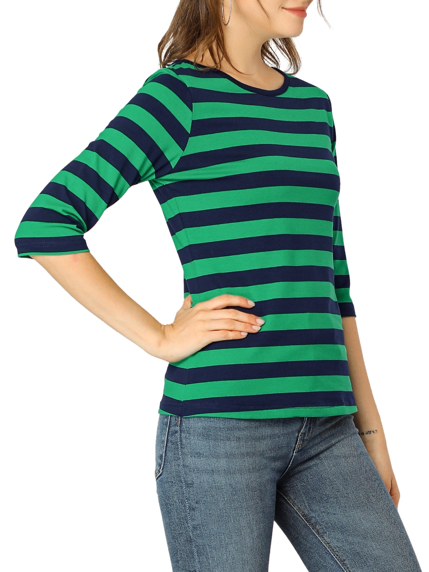 DARING DIVA Women's Halloween Costume 1/2 Sleeve Floral Top S Green Dark Blue