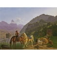 thumbnail image 3 of Johann Jakob Biedermann 18x14 Black Modern Framed Museum Art Print Titled - Rider with Two Horses and Herd (1809), 3 of 5
