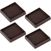 3X3 Square Rubber Furniture Caster Cups, Topboutique Caster Cups with Anti-Sliding Floor Grip 4 PCS, Furniture Coasters, Floor Protectors Brown, Non Skid Furniture Pads, Rubber Furniture Cups,4 Pack