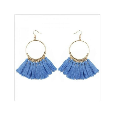 Nicesee Boho Round Circle Tassel Drop Earrings For (Best Earrings For Sensitive Skin)