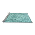 thumbnail image 2 of Ahgly Company Machine Washable Indoor Round Medallion Light Blue Traditional Area Rugs, 3' Round, 2 of 4