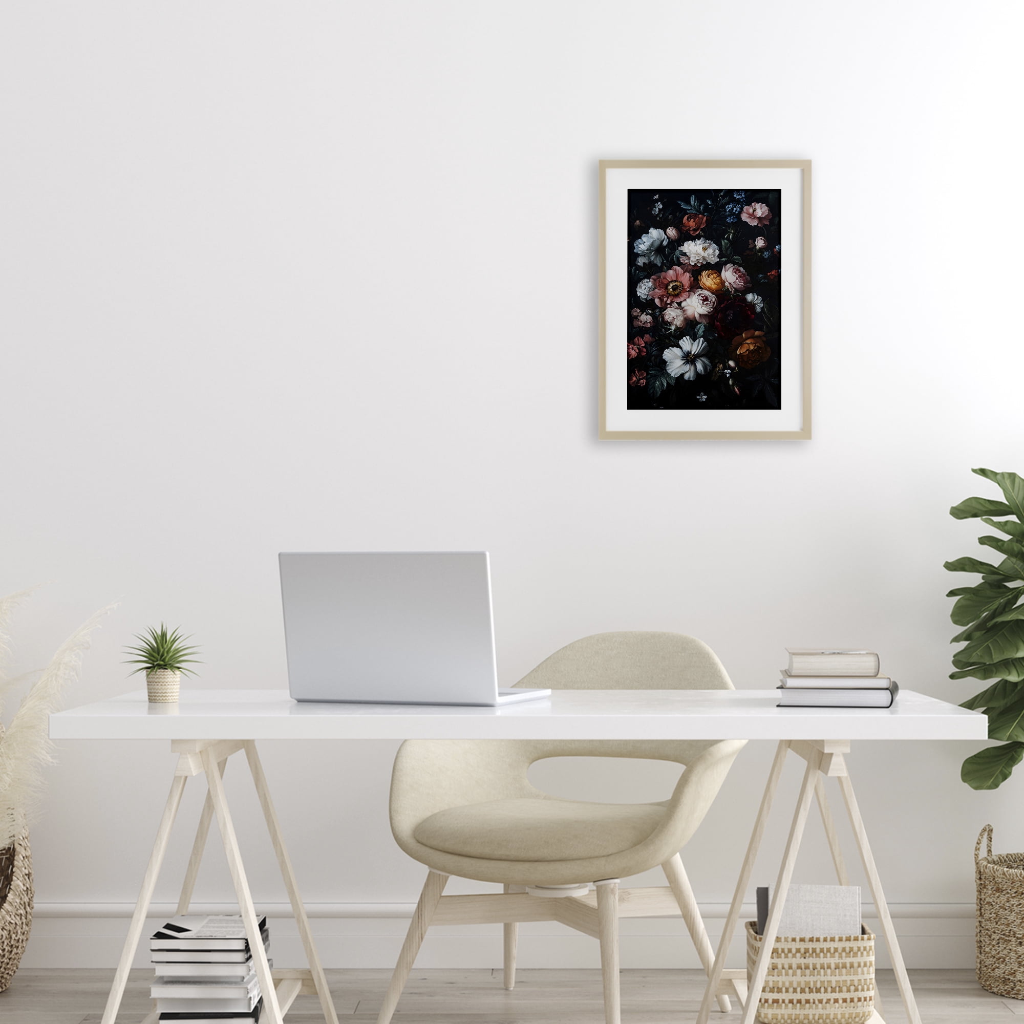 Stupell Industries Midnight Garden Velvet Florals Birch Framed Print Under Glass, design by Creative Studio