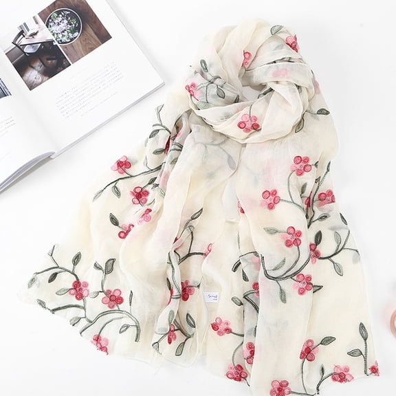 Embroidery Chiffon Muslim Headscarf Women Soft Casual Hijab Wrap Neck Shawl