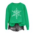 thumbnail image 4 of Christmas Crewneck Sweatshirts for Women Cute Snowflakes Graphic Printed Hoodless Top X-Mas Holiday Festival Long Sleeve Pullover Tops Casual Workout Outfits Green S, 4 of 5