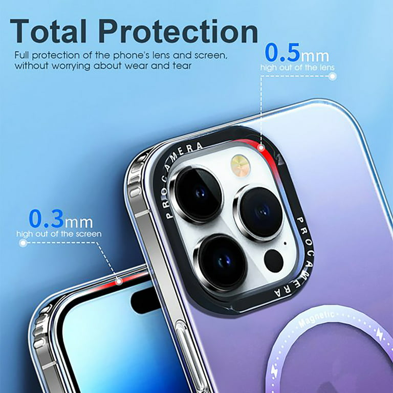 Feishell Magnetic Clear Case with Camera Lens Film Protection for iPhone 13  Pro Max 6.7 Inch,Compatible with MagSafe Wireless Charging,Stylish Plating