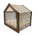 thumbnail image 2 of Cartoon Pet House, Loving Dangerous Happy Dinasours in Rainbow Colored Print, Outdoor & Indoor Portable Dog Kennel with Pillow and Cover, 5 Sizes, Multicolor, by Ambesonne, 2 of 5