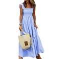 thumbnail image 1 of Vestido Túnica De Verano Flying Sleeve Bodycon Maxi Dress Low Cut Holidays Vacation Outfit (Azul S) Cgtredaw Para estrenar, 1 of 1