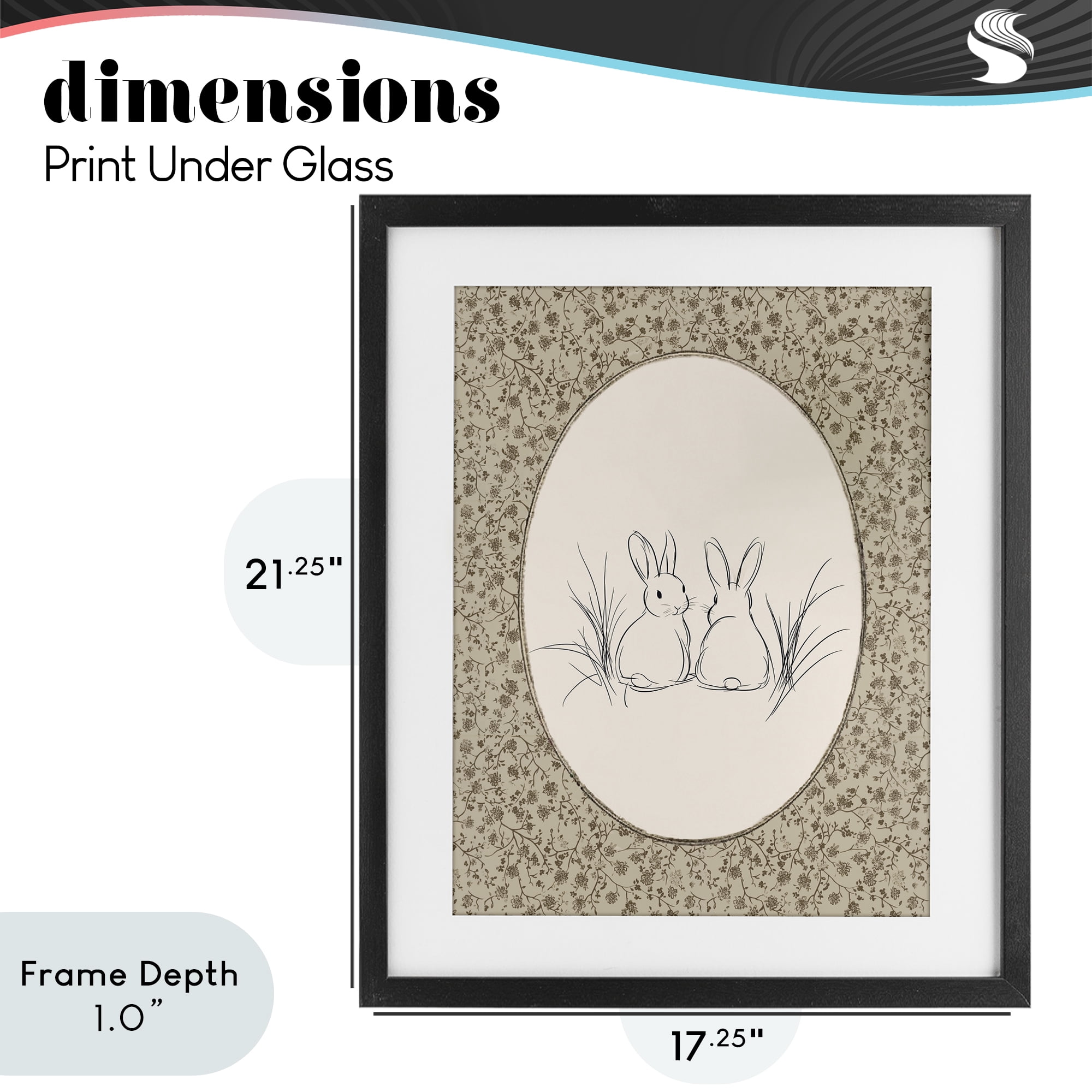 Stupell Industries Vintage Baby Bunnies Black Framed Print Under Glass, design by Ramona Murdock