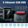 thumbnail image 2 of Dash Cam Front Rear Inside 3 Channel 1080P 4.0 Inch Screen Car D Night Vision G-Sensor Parking Monitor Black, 2 of 5