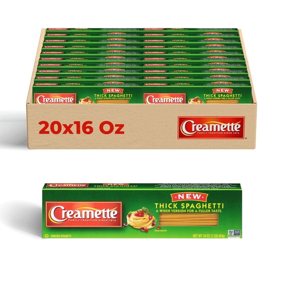 Creamette Thick Spaghetti Pasta, 20-Pack (16 oz Each) – Hearty, Pasta for Rich Sauces & Classic Italian inspired dishes
