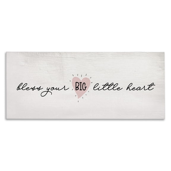 Stupell Industries Farmhouse Bless Your Big Little Heart Phrase Pink Detail Canvas Art, 30 x 13, by Lil' Rue