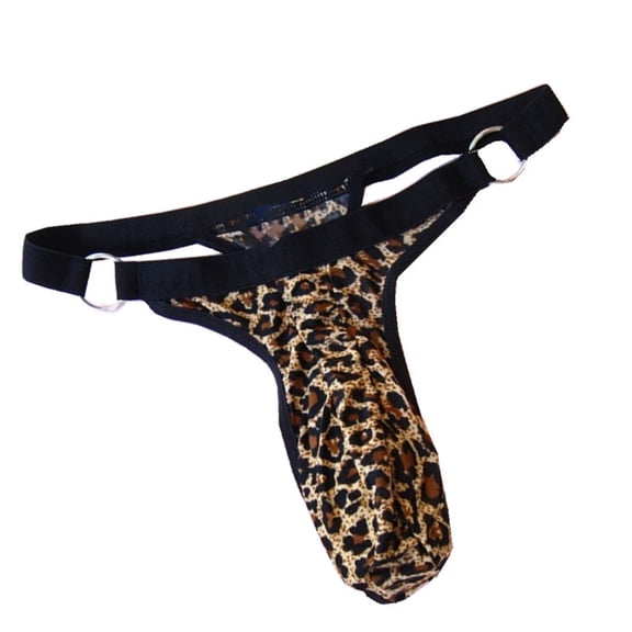 Men's Print Bulge Pouches Small Panties Low Waist Thong T Back Exotic Lingerie G-String Underwear for Dates Night