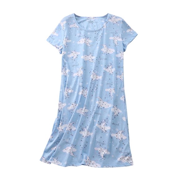 ssuyfkrb Nightgowns for Women,Womens Nightgown,Gowns for Women,Easy Care,Comfort Fit,Printed,Blue,XL(US:10)