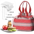 thumbnail image 4 of Red Christmas Striped Pattern Drawstring Lunch Bag Women - Drawstring Lunch Bag Insulated for Work Office - Stain-Resistant Large Lunchbags for Women with Multi-Pockets, 4 of 6