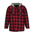 Men's Long Sleeve Lined Flannel Shirt Jacket with Hood Men's Cotton Plaid Shirts Jacket Flannel