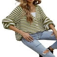 thumbnail image 4 of Cardigan Sweaters for Women Color Block Long Sleeve V Neck Sweater Fashion Kint Striped Open Front Button Outerwear, 4 of 7