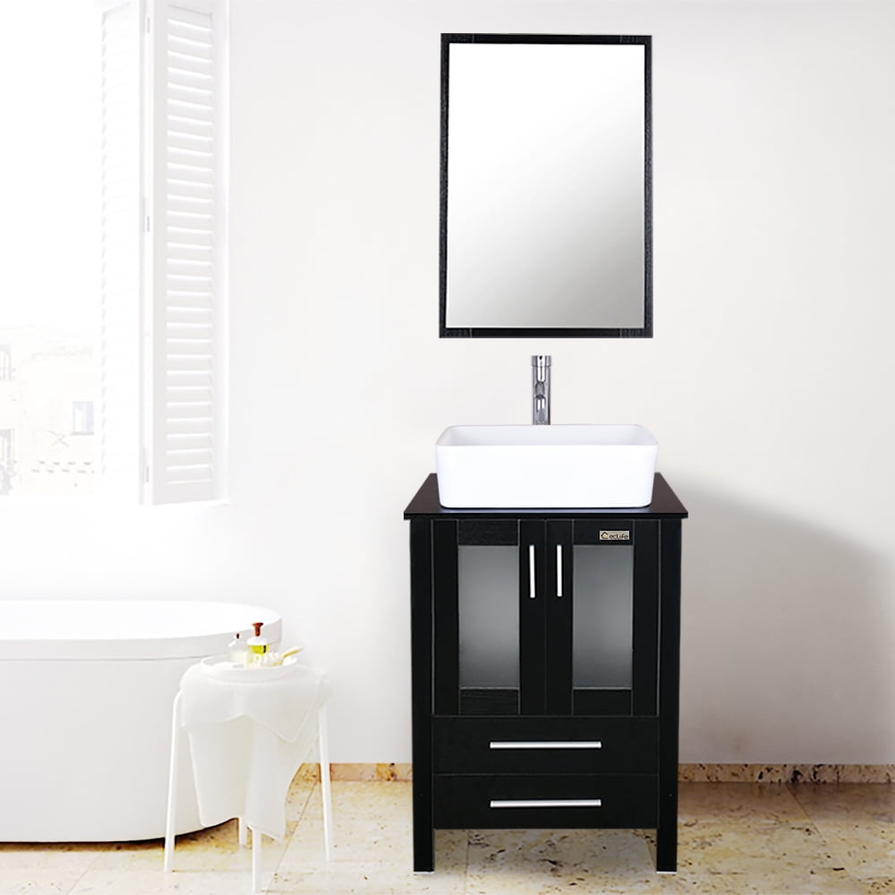 Eclife 18.9" Rectangular Ceramic Bathroom Sink Combo with Faucet 1.5 GPM and Pop up Drain Bathroom Bowl,White