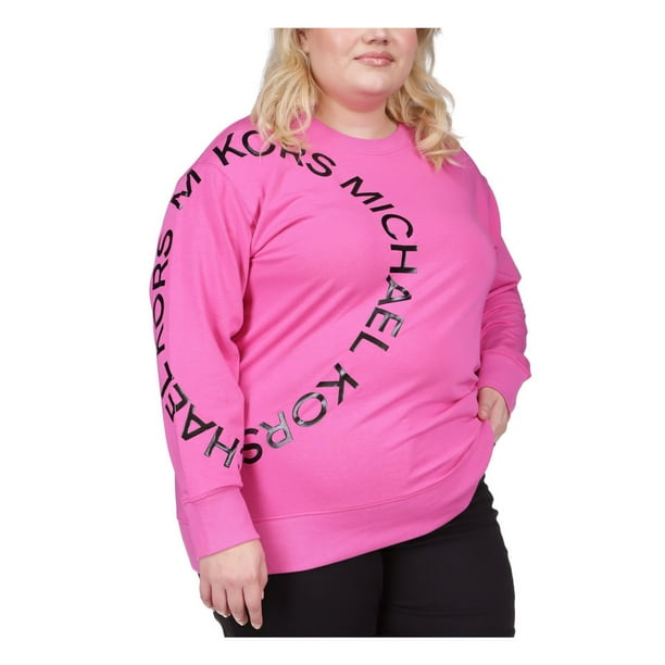 MICHAEL MICHAEL KORS Womens Pink Logo Graphic Sweatshirt Plus 2X 